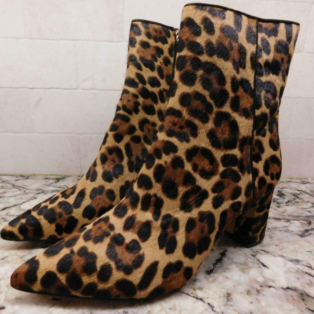 NEW In Box J.Crew $248 Sadie Pointed Toe Leopard Calf Hair Ankle Boots AB113